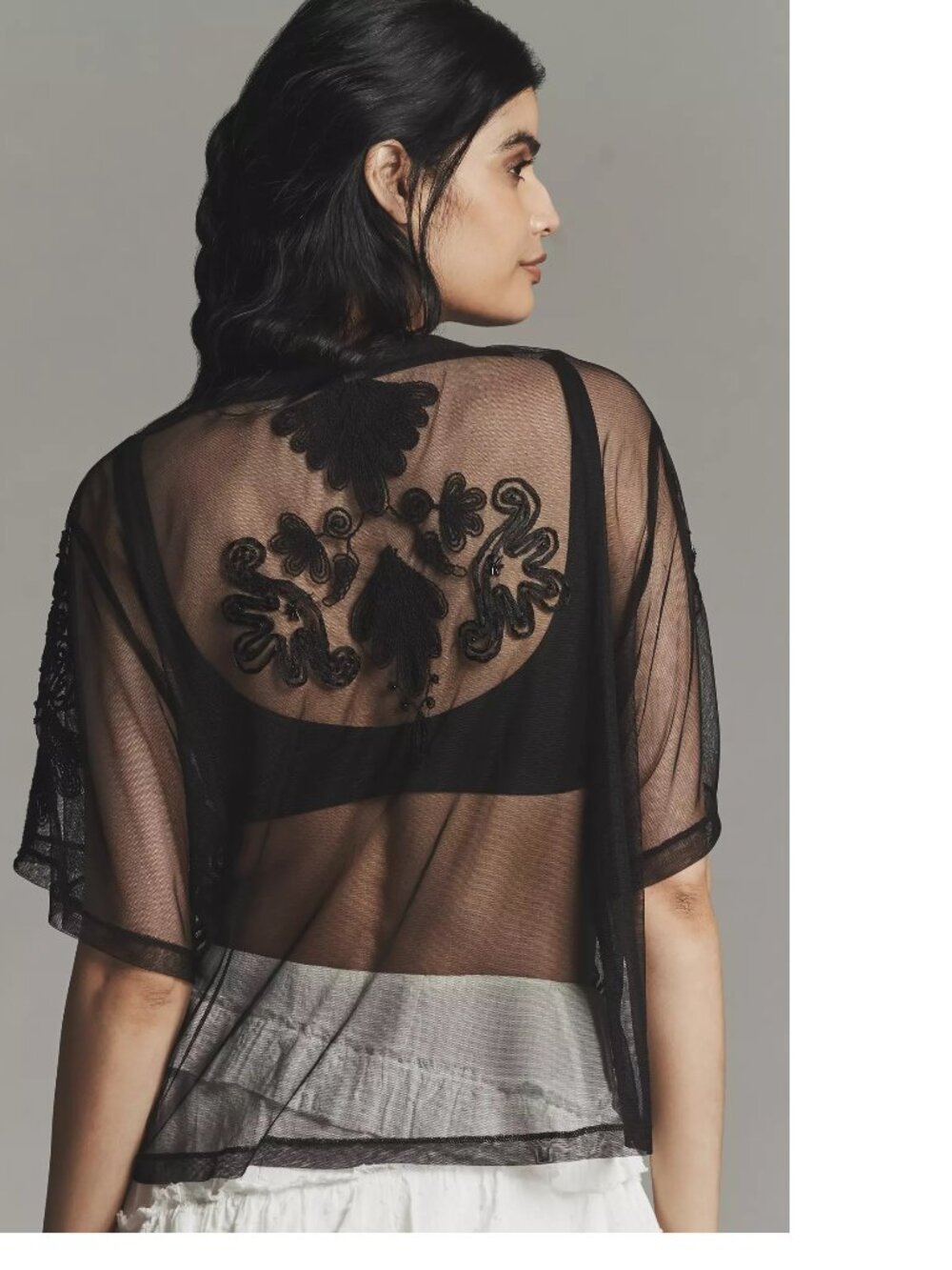 By Anthropologie Sheer Mesh Top 1x black new with tag nwt - Picture 2 of 5